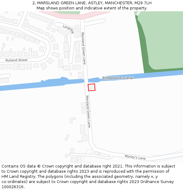 2, MARSLAND GREEN LANE, ASTLEY, MANCHESTER, M29 7LH: Location map and indicative extent of plot