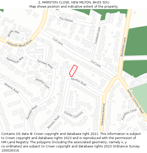 2, MARSTON CLOSE, NEW MILTON, BH25 5DU: Location map and indicative extent of plot