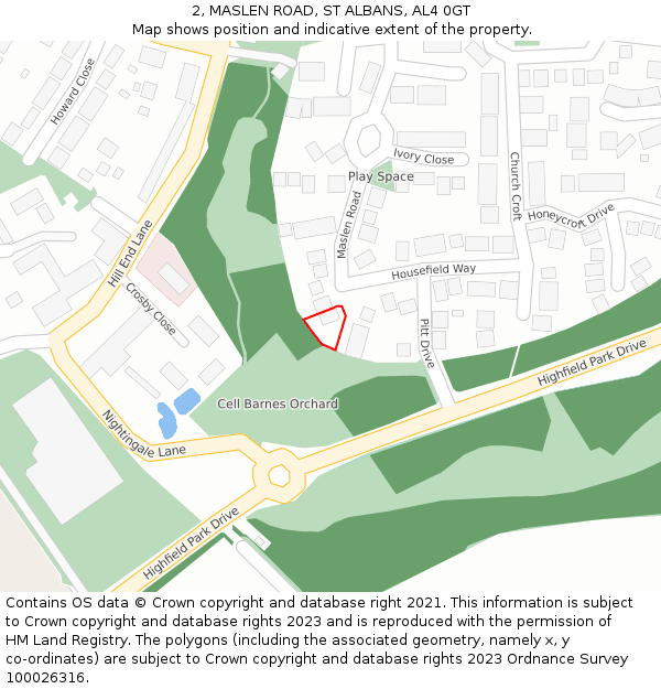 2, MASLEN ROAD, ST ALBANS, AL4 0GT: Location map and indicative extent of plot