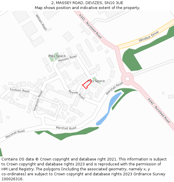 2, MASSEY ROAD, DEVIZES, SN10 3UE: Location map and indicative extent of plot