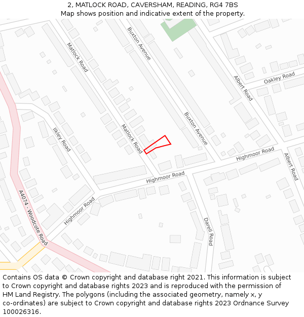 2, MATLOCK ROAD, CAVERSHAM, READING, RG4 7BS: Location map and indicative extent of plot