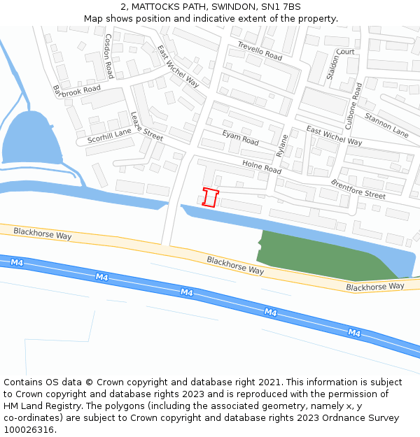 2, MATTOCKS PATH, SWINDON, SN1 7BS: Location map and indicative extent of plot