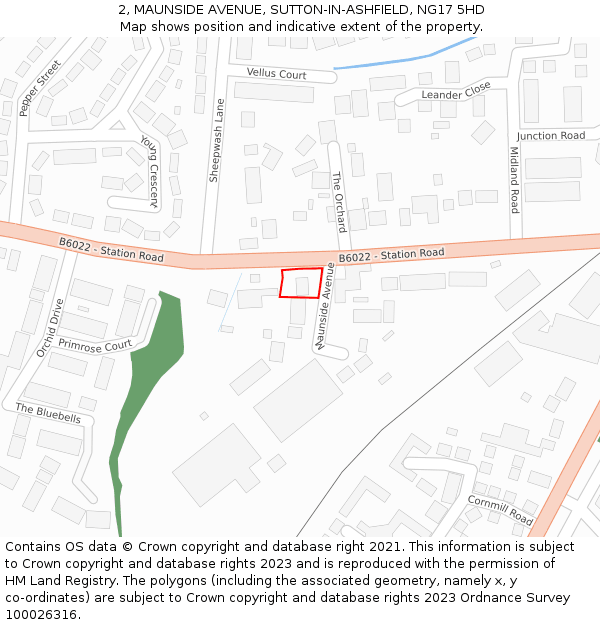 2, MAUNSIDE AVENUE, SUTTON-IN-ASHFIELD, NG17 5HD: Location map and indicative extent of plot