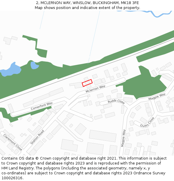 2, MCLERNON WAY, WINSLOW, BUCKINGHAM, MK18 3FE: Location map and indicative extent of plot