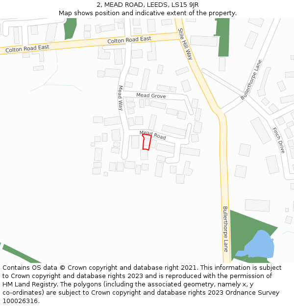 2, MEAD ROAD, LEEDS, LS15 9JR: Location map and indicative extent of plot