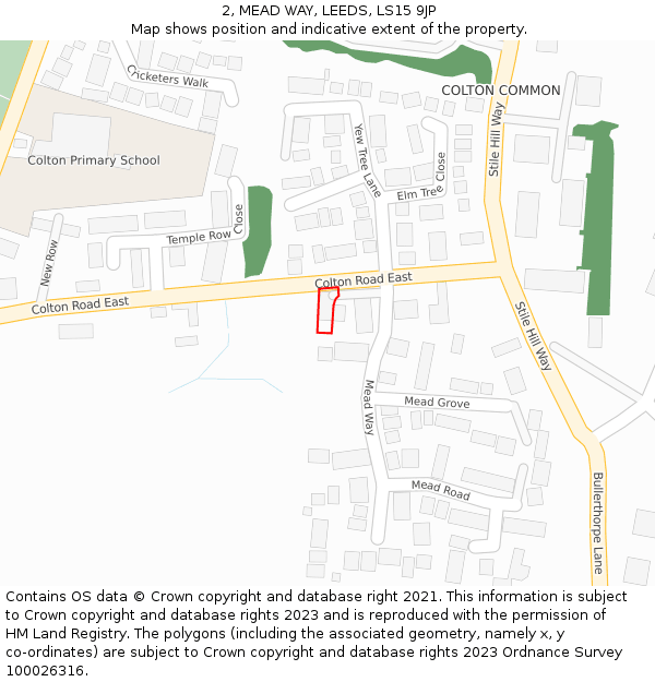 2, MEAD WAY, LEEDS, LS15 9JP: Location map and indicative extent of plot