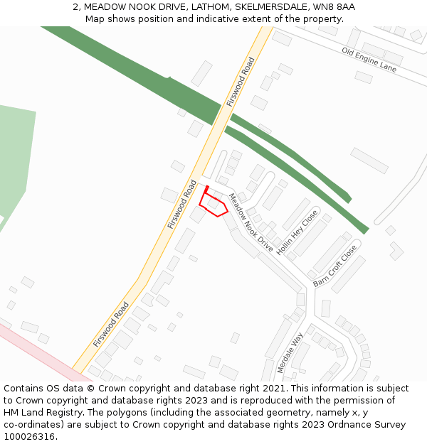 2, MEADOW NOOK DRIVE, LATHOM, SKELMERSDALE, WN8 8AA: Location map and indicative extent of plot