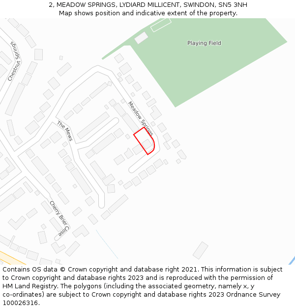 2, MEADOW SPRINGS, LYDIARD MILLICENT, SWINDON, SN5 3NH: Location map and indicative extent of plot