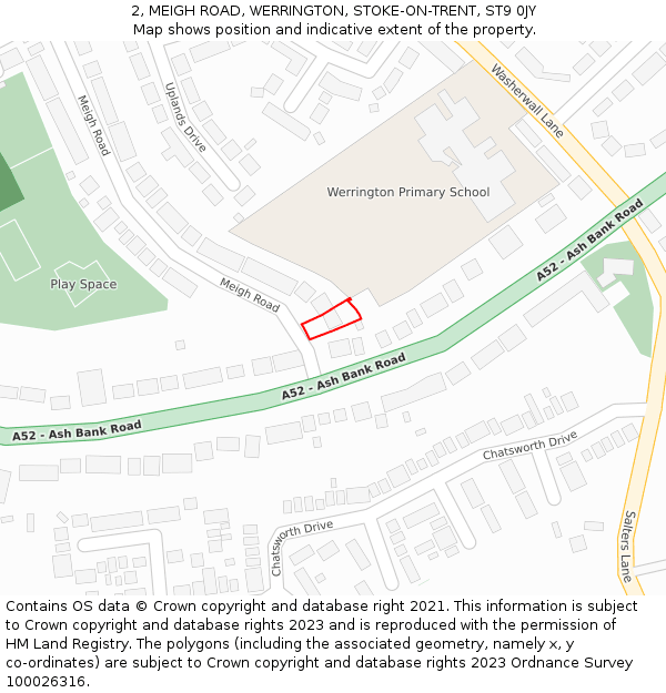 2, MEIGH ROAD, WERRINGTON, STOKE-ON-TRENT, ST9 0JY: Location map and indicative extent of plot