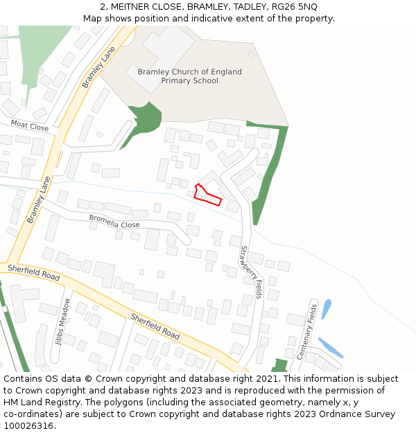 2, MEITNER CLOSE, BRAMLEY, TADLEY, RG26 5NQ: Location map and indicative extent of plot