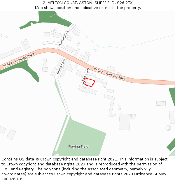 2, MELTON COURT, ASTON, SHEFFIELD, S26 2EX: Location map and indicative extent of plot
