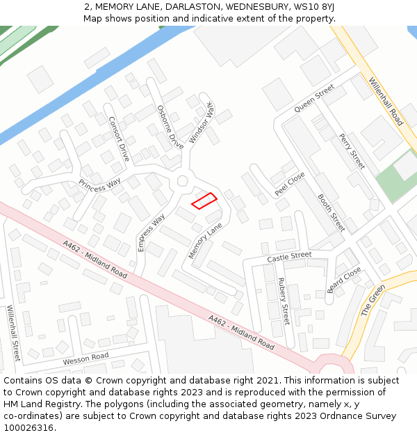 2, MEMORY LANE, DARLASTON, WEDNESBURY, WS10 8YJ: Location map and indicative extent of plot