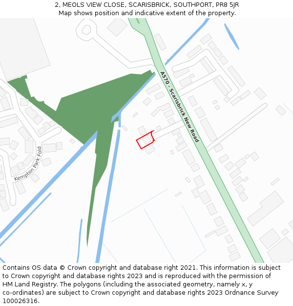 2, MEOLS VIEW CLOSE, SCARISBRICK, SOUTHPORT, PR8 5JR: Location map and indicative extent of plot