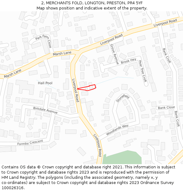 2, MERCHANTS FOLD, LONGTON, PRESTON, PR4 5YF: Location map and indicative extent of plot