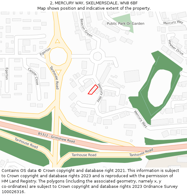 2, MERCURY WAY, SKELMERSDALE, WN8 6BF: Location map and indicative extent of plot