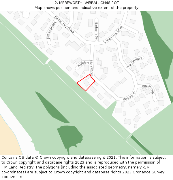 2, MEREWORTH, WIRRAL, CH48 1QT: Location map and indicative extent of plot