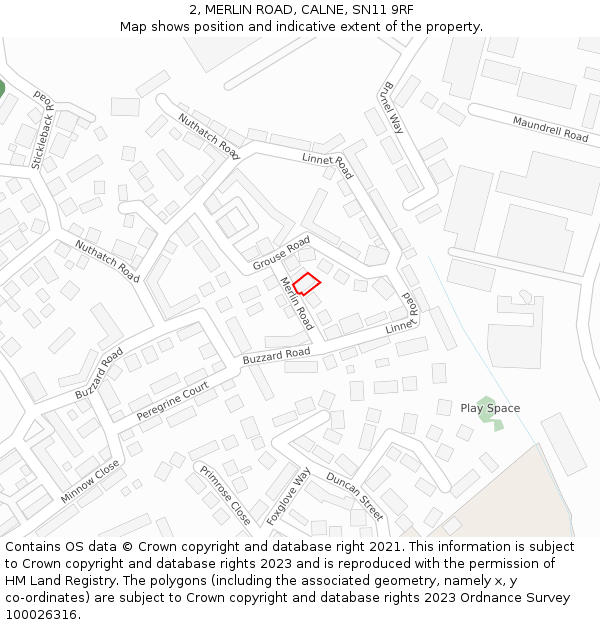 2, MERLIN ROAD, CALNE, SN11 9RF: Location map and indicative extent of plot