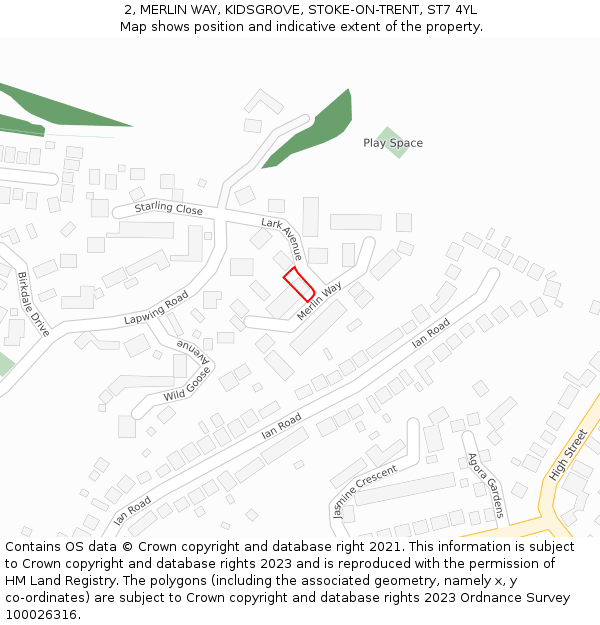2, MERLIN WAY, KIDSGROVE, STOKE-ON-TRENT, ST7 4YL: Location map and indicative extent of plot