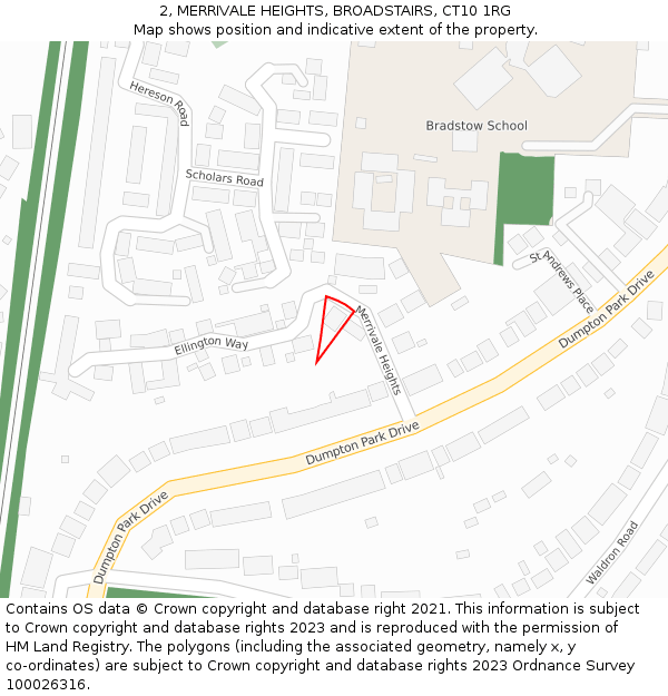 2, MERRIVALE HEIGHTS, BROADSTAIRS, CT10 1RG: Location map and indicative extent of plot