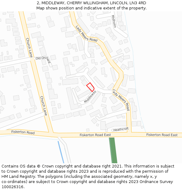 2, MIDDLEWAY, CHERRY WILLINGHAM, LINCOLN, LN3 4RD: Location map and indicative extent of plot