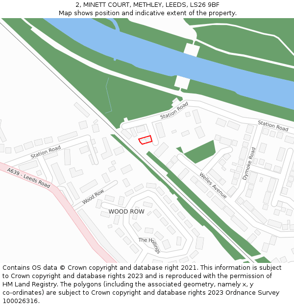 2, MINETT COURT, METHLEY, LEEDS, LS26 9BF: Location map and indicative extent of plot