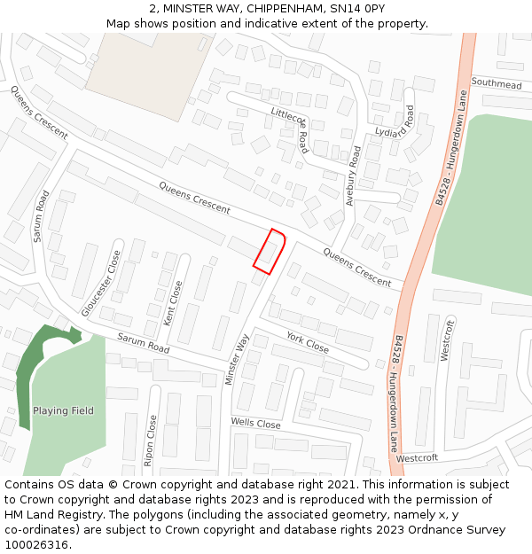 2, MINSTER WAY, CHIPPENHAM, SN14 0PY: Location map and indicative extent of plot