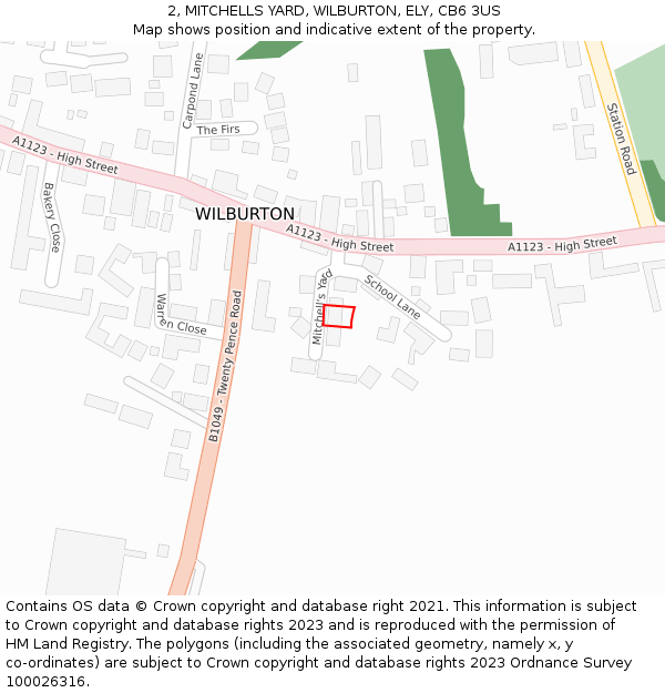 2, MITCHELLS YARD, WILBURTON, ELY, CB6 3US: Location map and indicative extent of plot