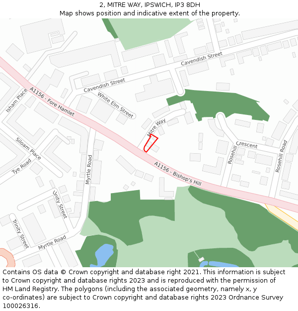 2, MITRE WAY, IPSWICH, IP3 8DH: Location map and indicative extent of plot