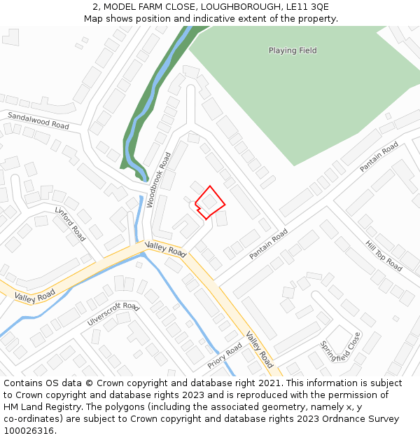 2, MODEL FARM CLOSE, LOUGHBOROUGH, LE11 3QE: Location map and indicative extent of plot