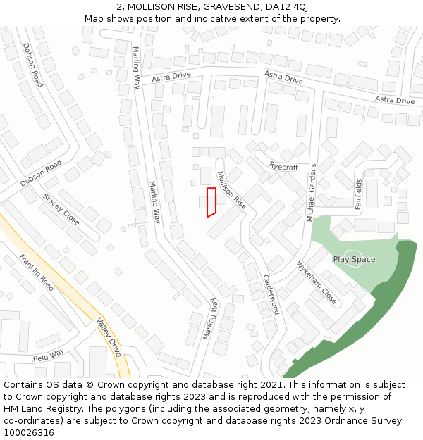 2, MOLLISON RISE, GRAVESEND, DA12 4QJ: Location map and indicative extent of plot