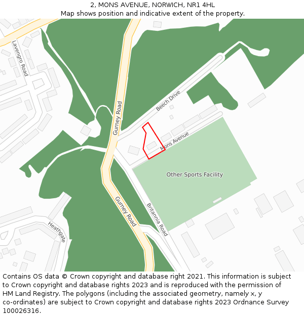 2, MONS AVENUE, NORWICH, NR1 4HL: Location map and indicative extent of plot