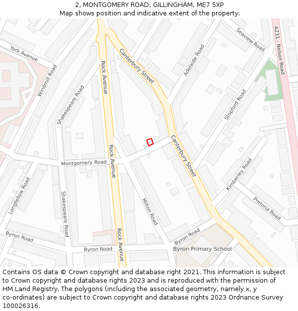 2, MONTGOMERY ROAD, GILLINGHAM, ME7 5XP: Location map and indicative extent of plot