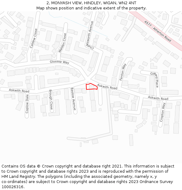 2, MONYASH VIEW, HINDLEY, WIGAN, WN2 4NT: Location map and indicative extent of plot