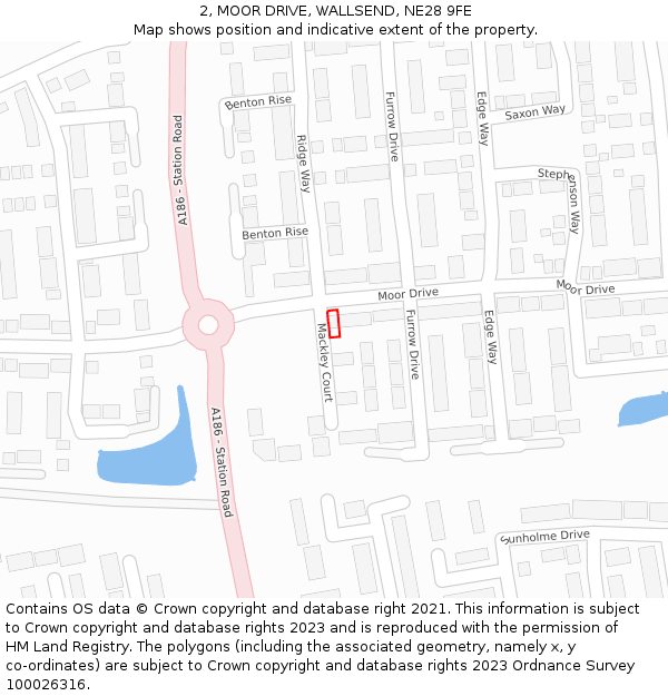 2, MOOR DRIVE, WALLSEND, NE28 9FE: Location map and indicative extent of plot