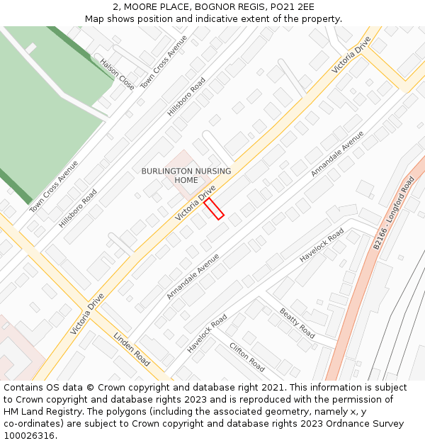 2, MOORE PLACE, BOGNOR REGIS, PO21 2EE: Location map and indicative extent of plot