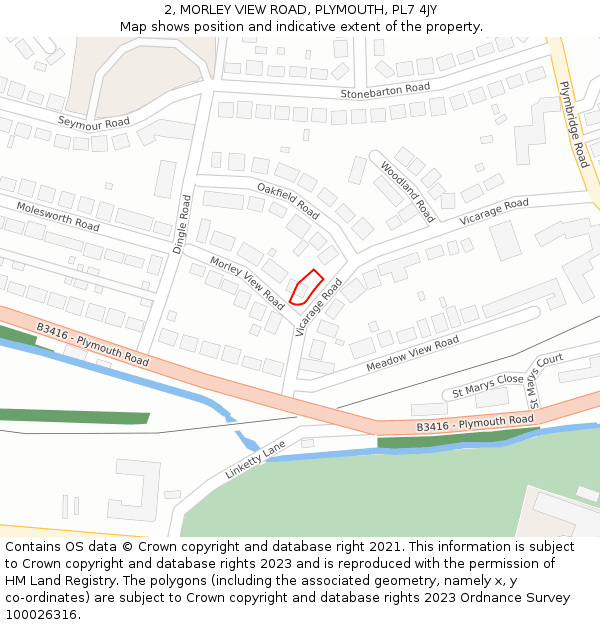 2, MORLEY VIEW ROAD, PLYMOUTH, PL7 4JY: Location map and indicative extent of plot