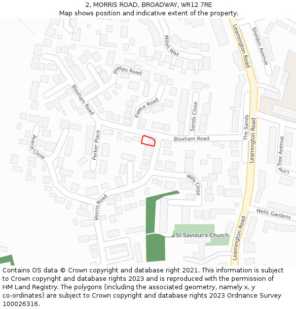 2, MORRIS ROAD, BROADWAY, WR12 7RE: Location map and indicative extent of plot