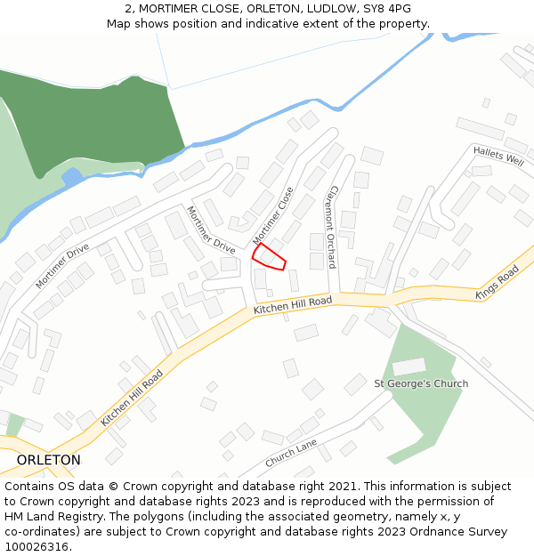 2, MORTIMER CLOSE, ORLETON, LUDLOW, SY8 4PG: Location map and indicative extent of plot