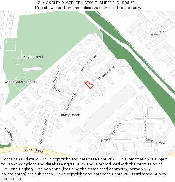 2, MOSSLEY PLACE, PENISTONE, SHEFFIELD, S36 6FH: Location map and indicative extent of plot