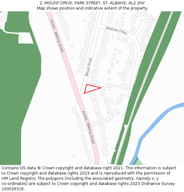 2, MOUNT DRIVE, PARK STREET, ST. ALBANS, AL2 2NY: Location map and indicative extent of plot