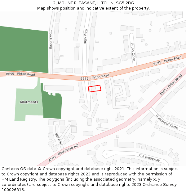 2, MOUNT PLEASANT, HITCHIN, SG5 2BG: Location map and indicative extent of plot