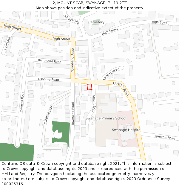 2, MOUNT SCAR, SWANAGE, BH19 2EZ: Location map and indicative extent of plot