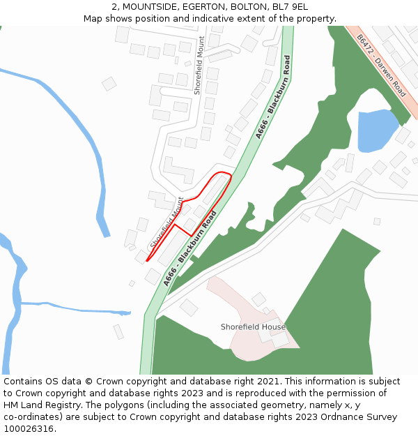 2, MOUNTSIDE, EGERTON, BOLTON, BL7 9EL: Location map and indicative extent of plot