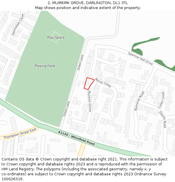 2, MUIRKIRK GROVE, DARLINGTON, DL1 3TL: Location map and indicative extent of plot