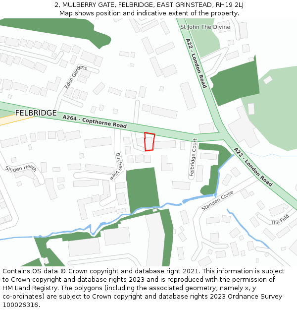 2, MULBERRY GATE, FELBRIDGE, EAST GRINSTEAD, RH19 2LJ: Location map and indicative extent of plot