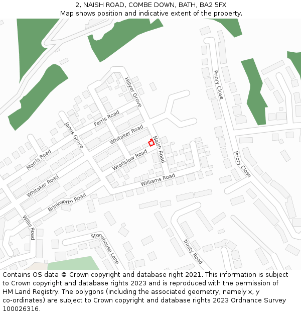 2, NAISH ROAD, COMBE DOWN, BATH, BA2 5FX: Location map and indicative extent of plot