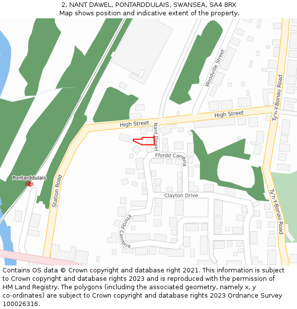 2, NANT DAWEL, PONTARDDULAIS, SWANSEA, SA4 8RX: Location map and indicative extent of plot