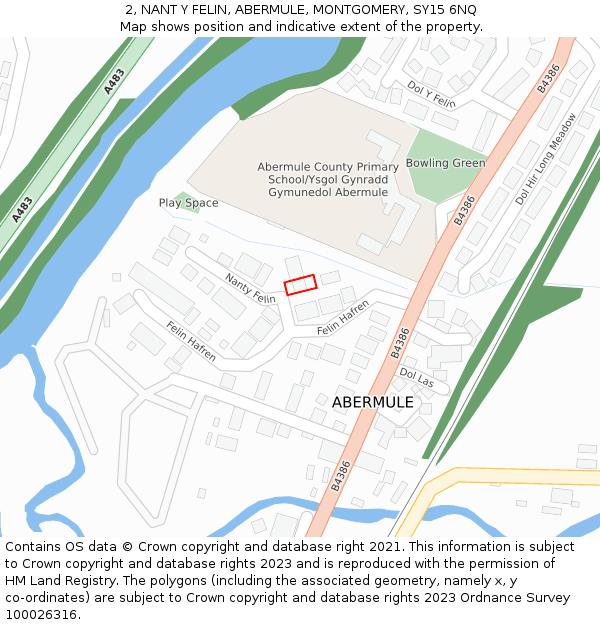 2, NANT Y FELIN, ABERMULE, MONTGOMERY, SY15 6NQ: Location map and indicative extent of plot