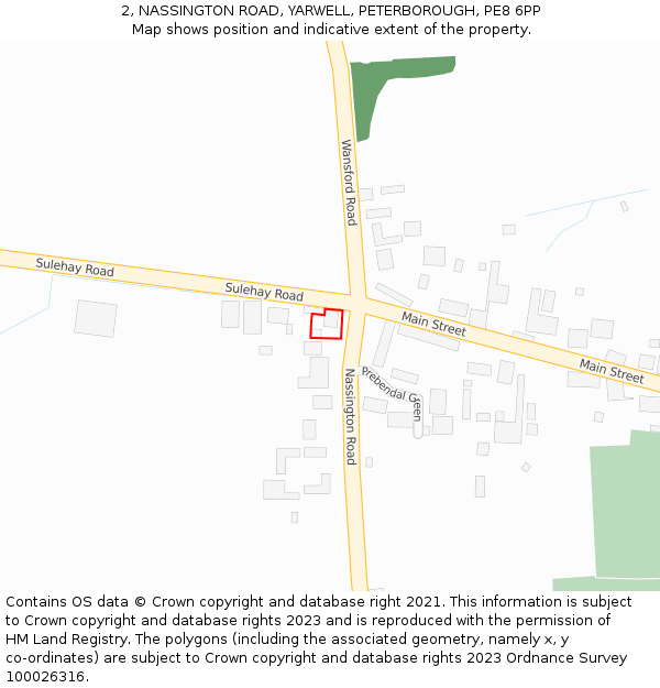 2, NASSINGTON ROAD, YARWELL, PETERBOROUGH, PE8 6PP: Location map and indicative extent of plot