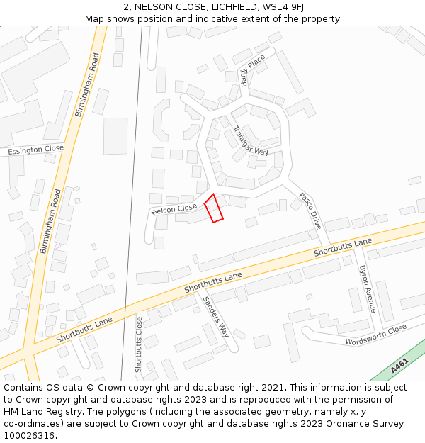 2, NELSON CLOSE, LICHFIELD, WS14 9FJ: Location map and indicative extent of plot